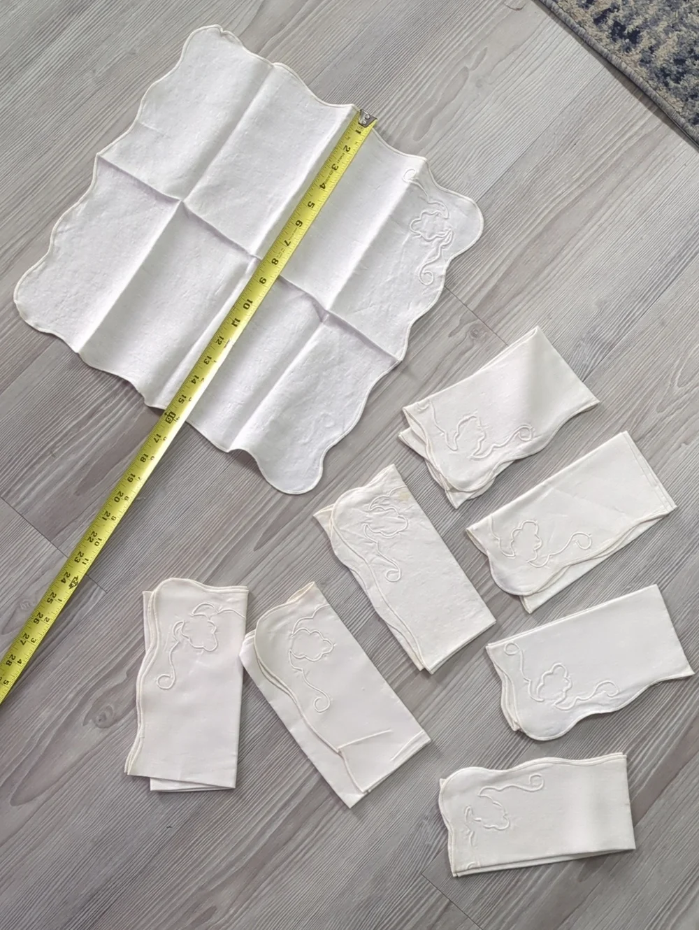 Vintage Embroidered Linens Lot Tablecloth Doilies Napkins Floral 10+ Pieces